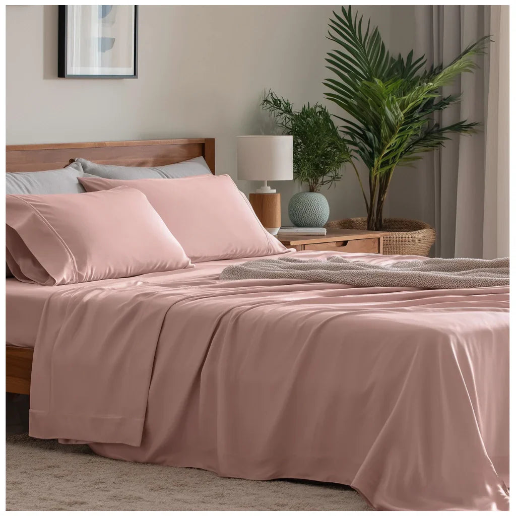 Jogo de Cama 100% Fibra de Bambu | cor ROSÉ